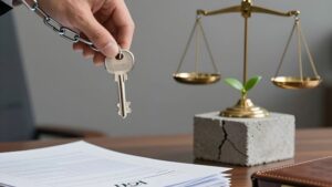 Серебряный ключ открывает тяжелую цепь, символизируя законные способы закрыть ООО с долгами в 2026 году